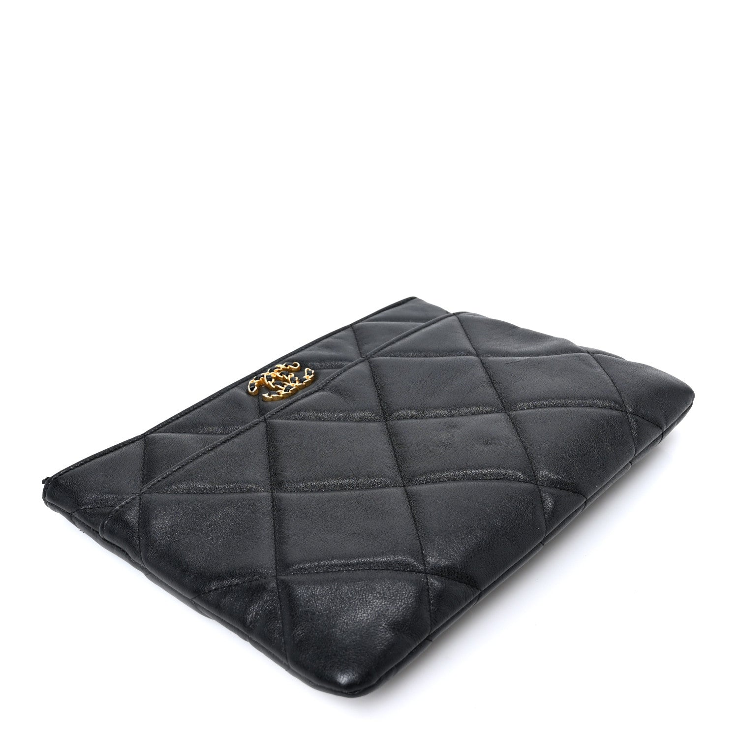 Chanel Goatskin Quilted Chanel 19 Pouch Black 4 of 9
