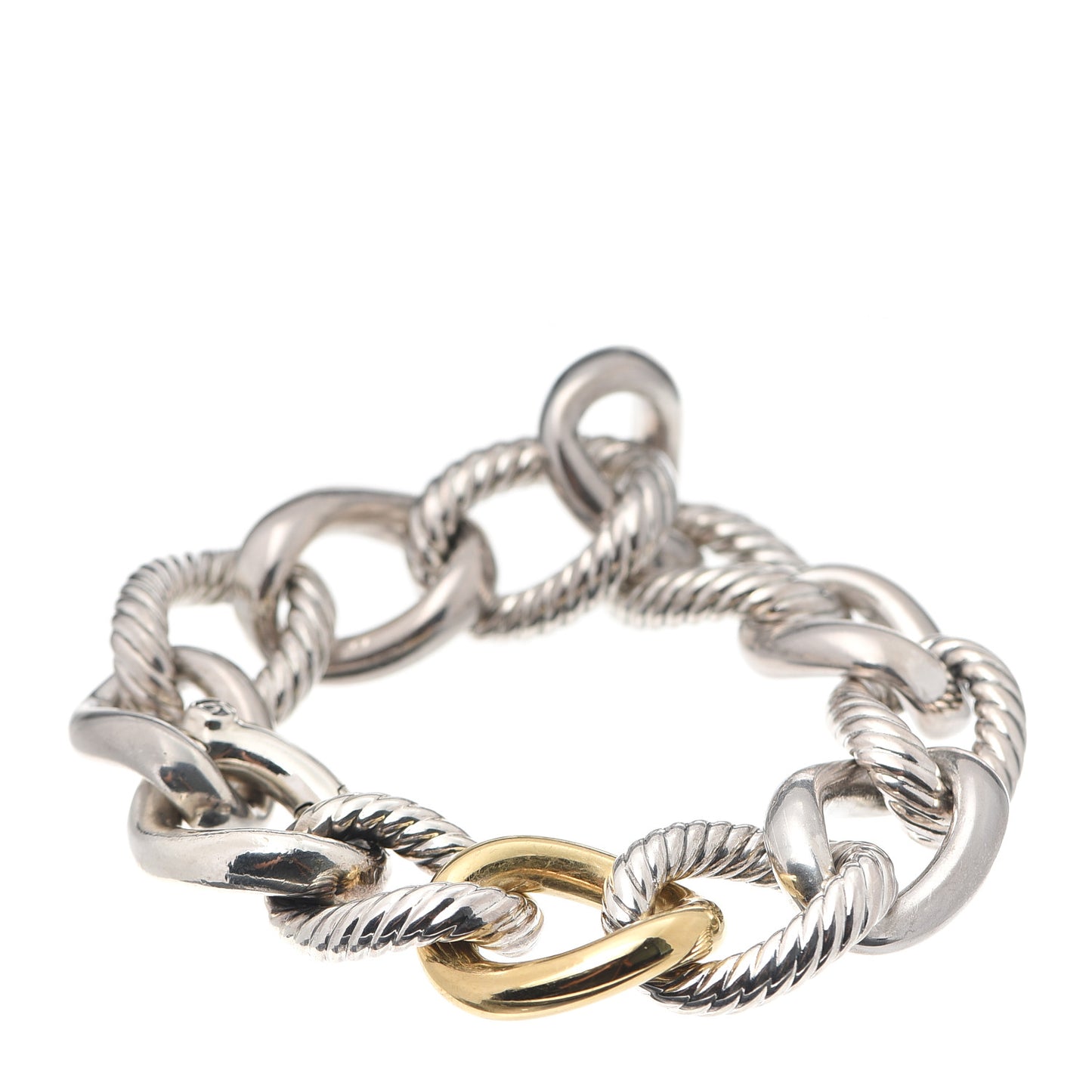 Sterling Silver 18K Yellow Gold 17mm Extra Large Oval Link Bracelet
