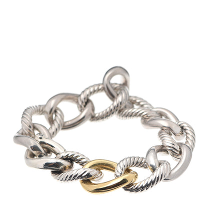 David Yurman Sterling Silver 18K Yellow Gold 17mm Extra Large Oval Link Bracelet 1 of 5