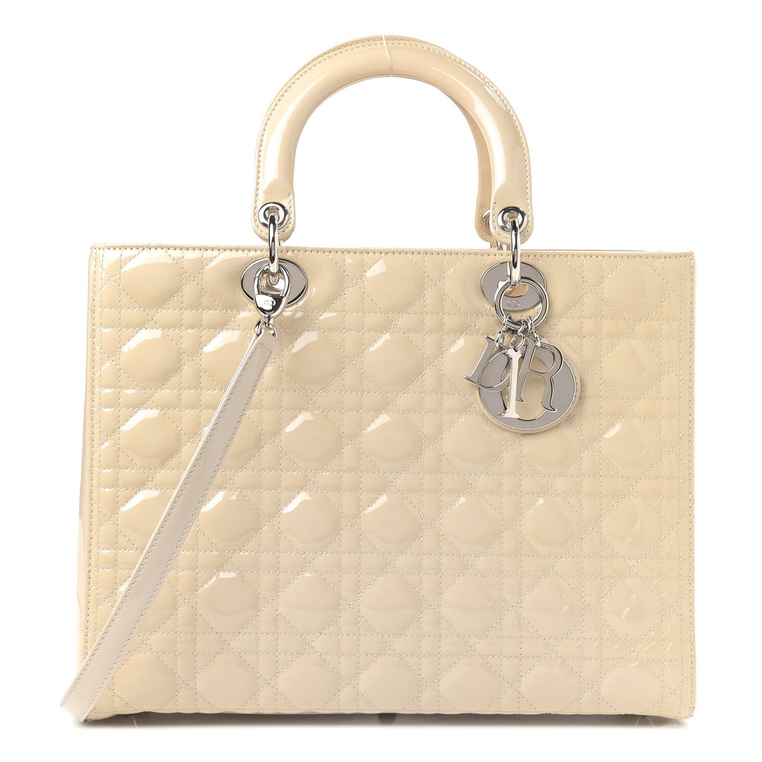 Christian Dior Patent Cannage Large Lady Dior Beige 1 of 8