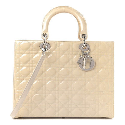 Christian Dior Patent Cannage Large Lady Dior Beige 1 of 8