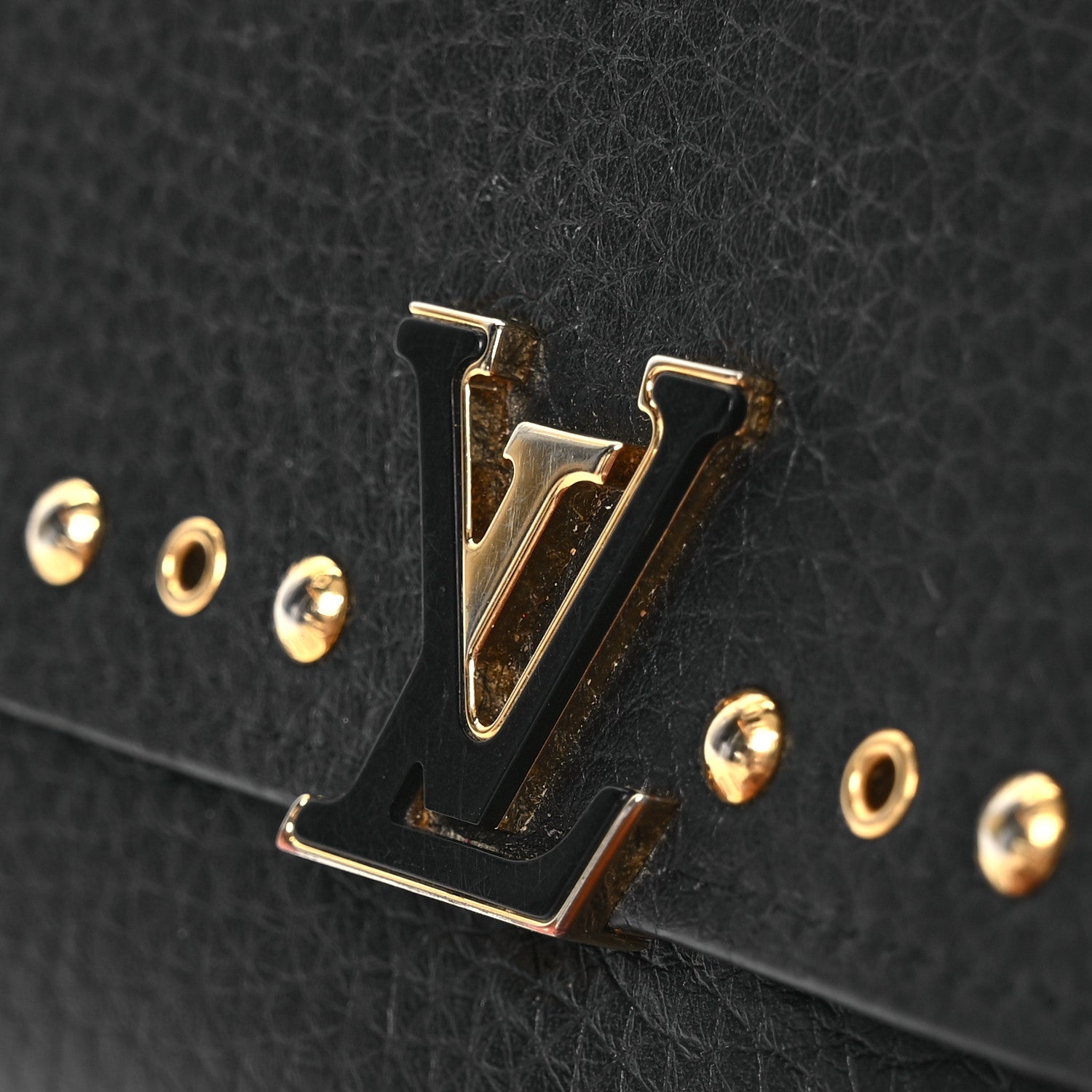 Louis Vuitton Taurillon Capucines Studded Compact Wallet Black 10 of 11