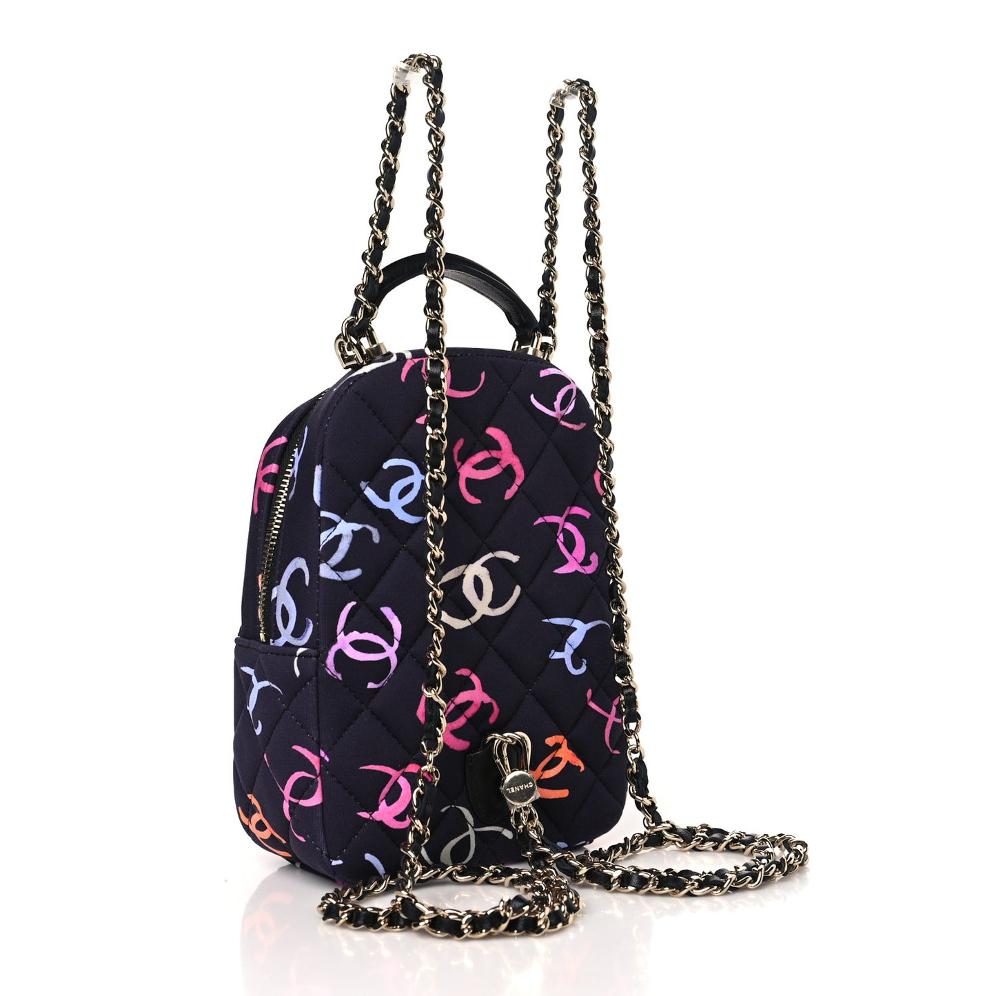 Printed Fabric Quilted CC Mini Classic Backpack Black Multicolor