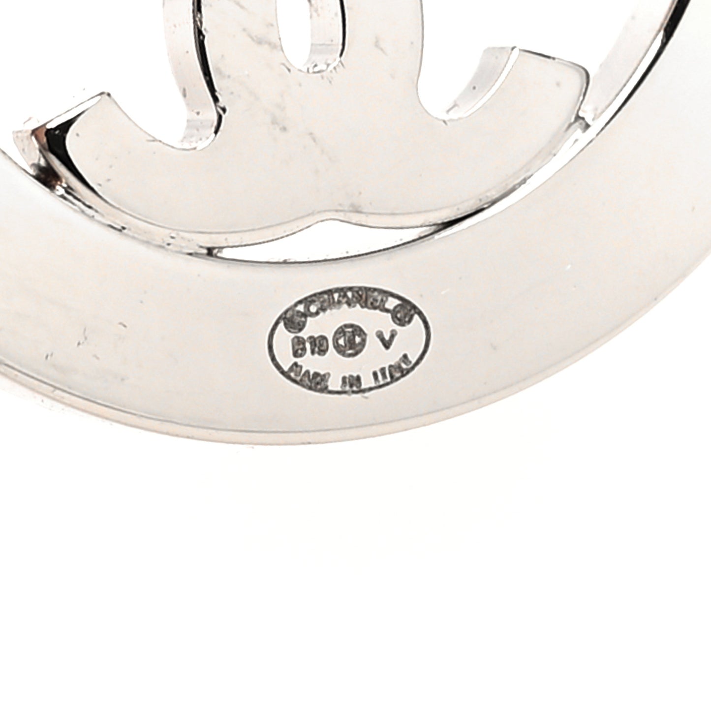Crystal CC Round Earrings Silver