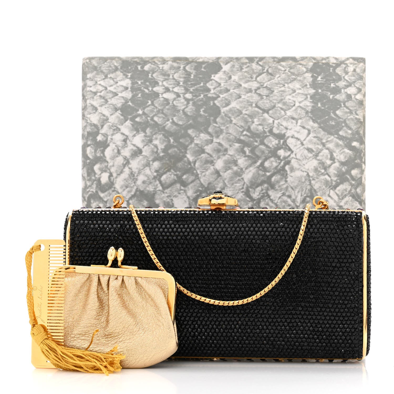 Judith Leiber Swarovski Crystal Minaudiere Clutch Black 11 of 11