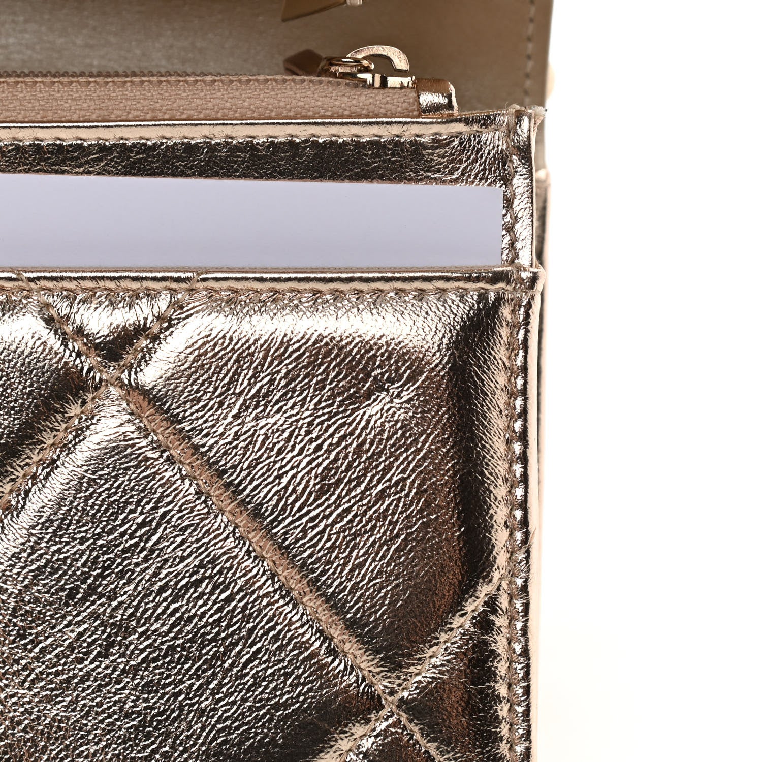 Chanel Metallic Goatskin Quilted Chanel 19 Wallet On Chain WOC Gold 11 of 12