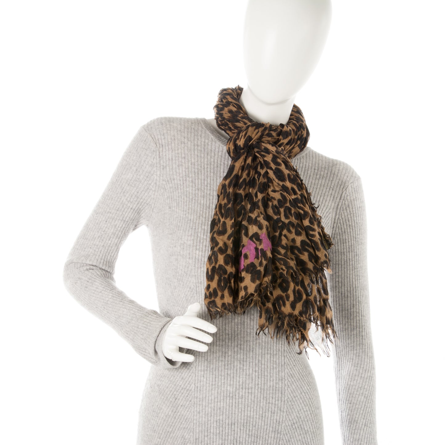 Cashmere Silk Leopard Stole Brown