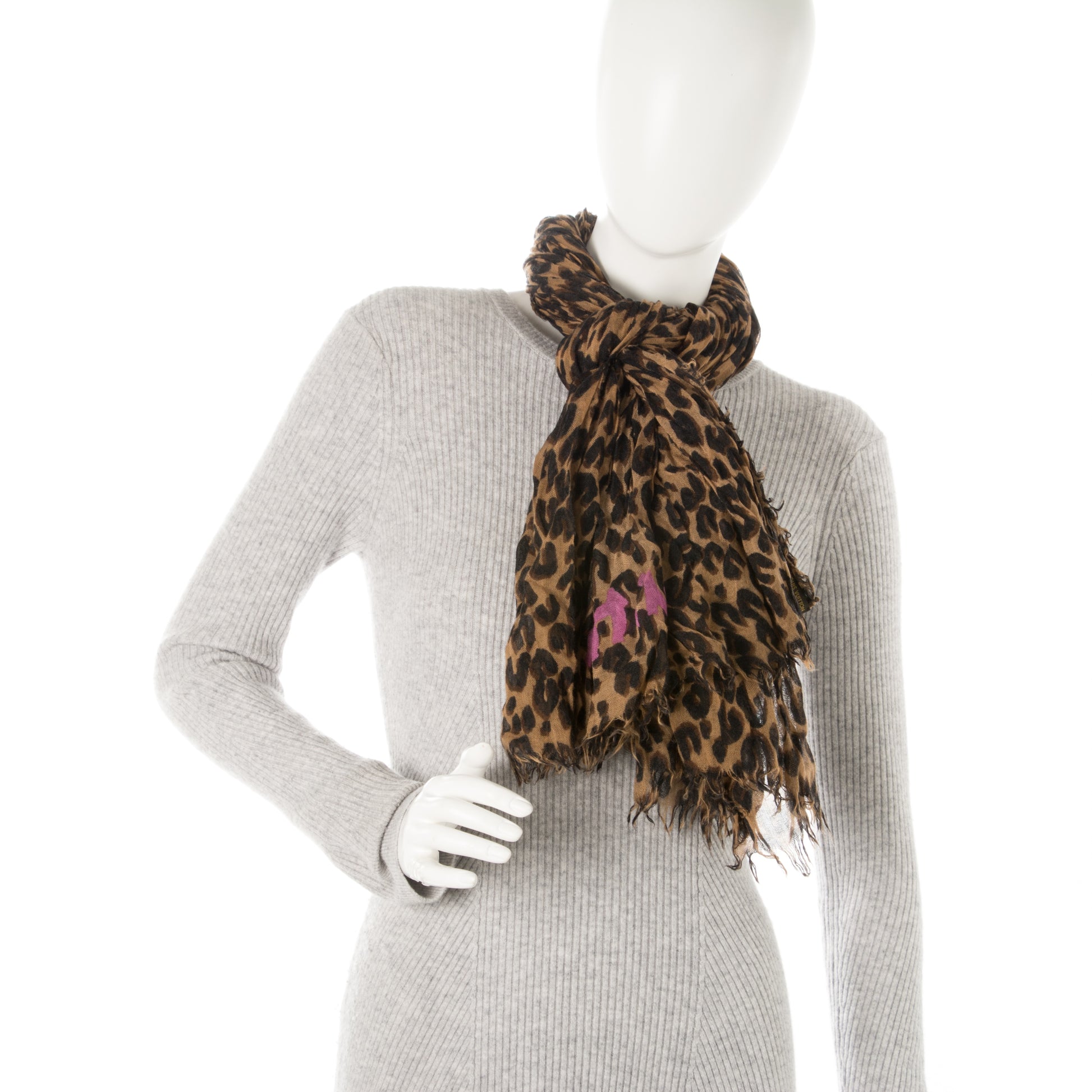 Louis Vuitton Cashmere Silk Leopard Stole Brown 2 of 6