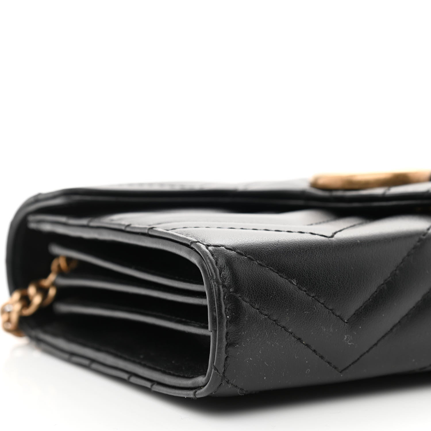 Gucci Calfskin Matelasse GG Marmont Chain Wallet Black 9 of 10