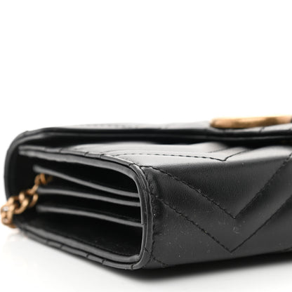 Gucci Calfskin Matelasse GG Marmont Chain Wallet Black 9 of 10