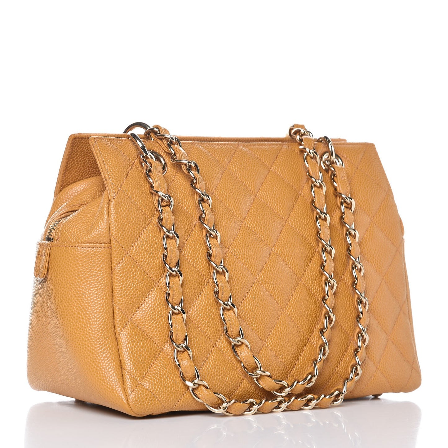 Caviar Quilted Petit Timeless Shopping Tote PTT Ochre