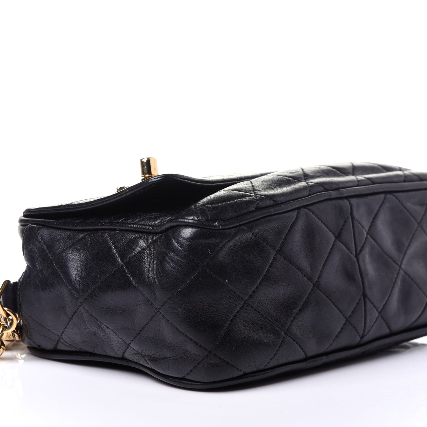 Lambskin Quilted Flap Camera Case Black
