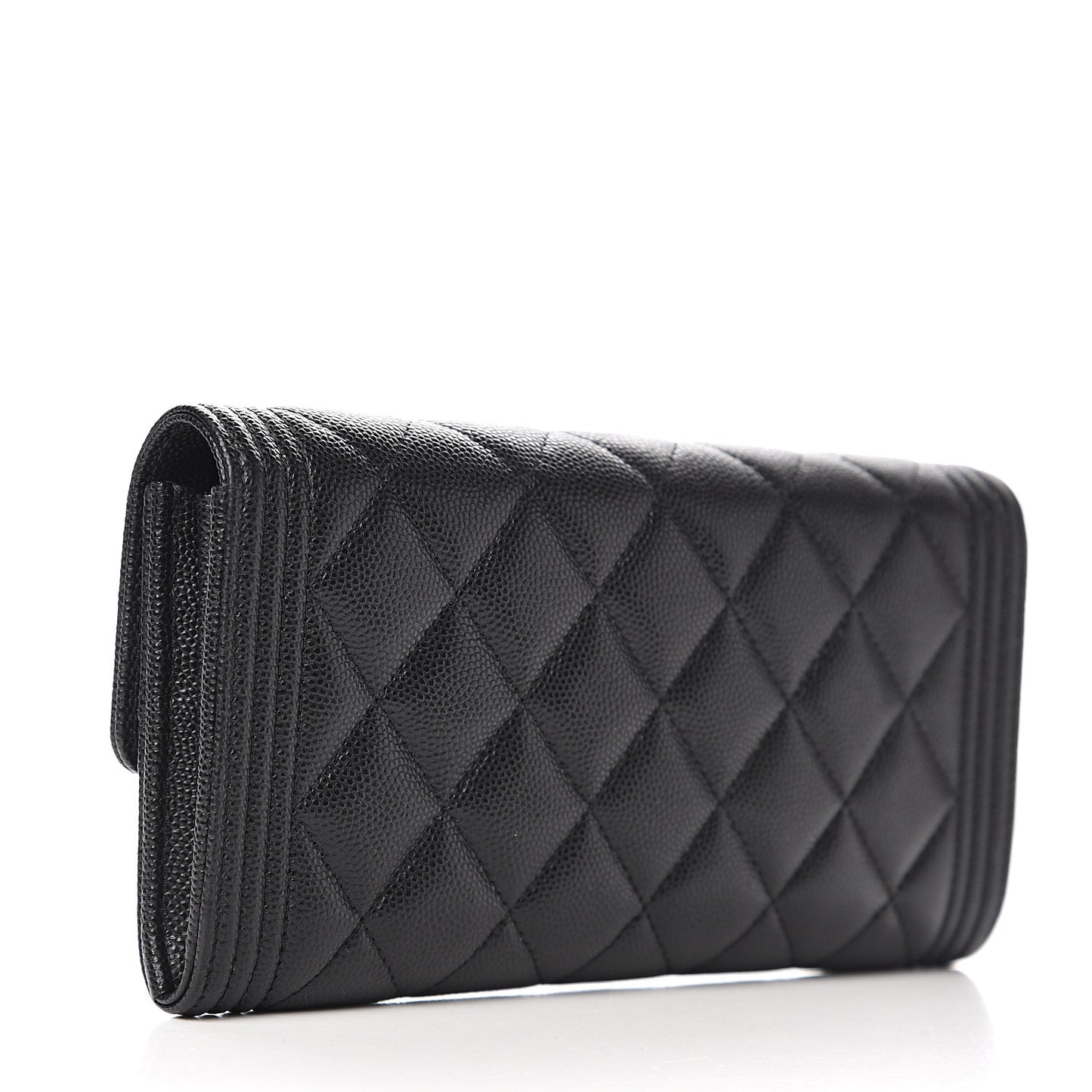 Caviar Quilted Boy Flap Wallet Black