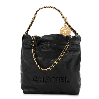 Chanel Shiny Caviar Quilted Monochrome Mini Chanel 22 Black 1 of 11