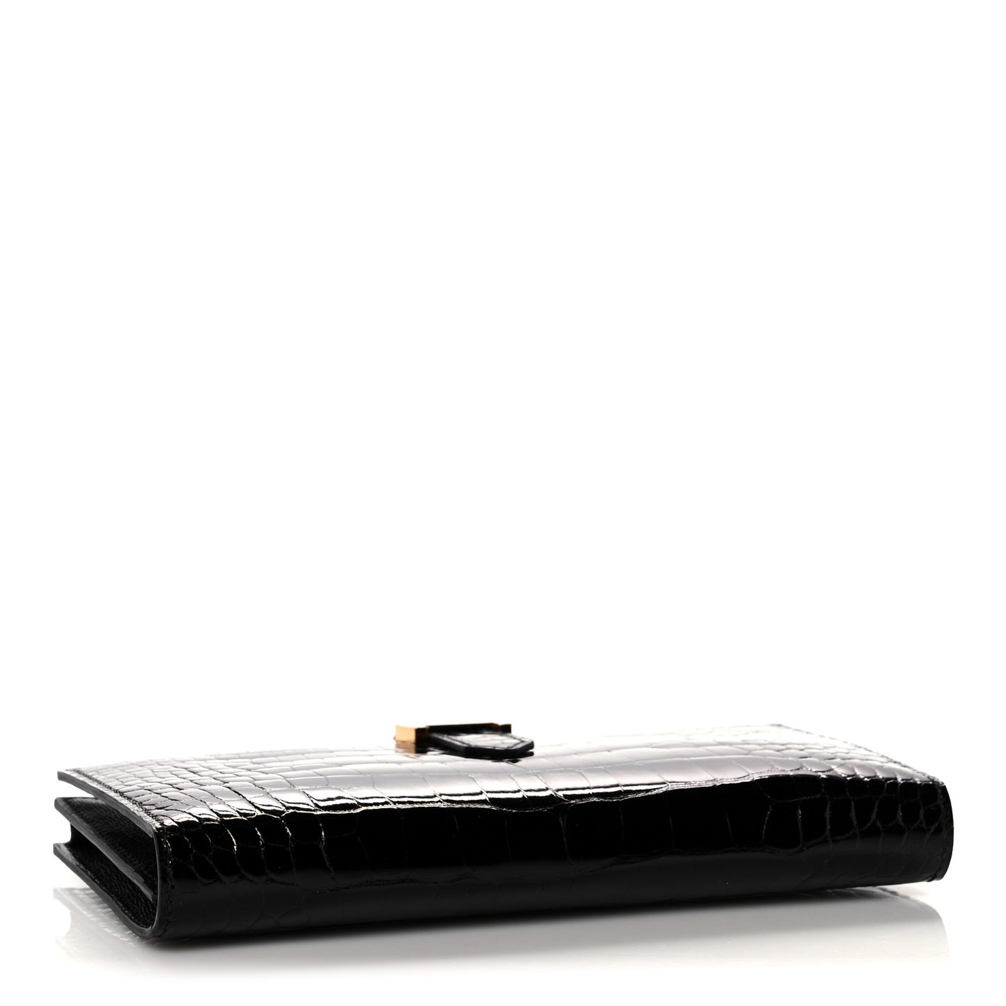 Shiny Niloticus Crocodile Bearn Wallet Black