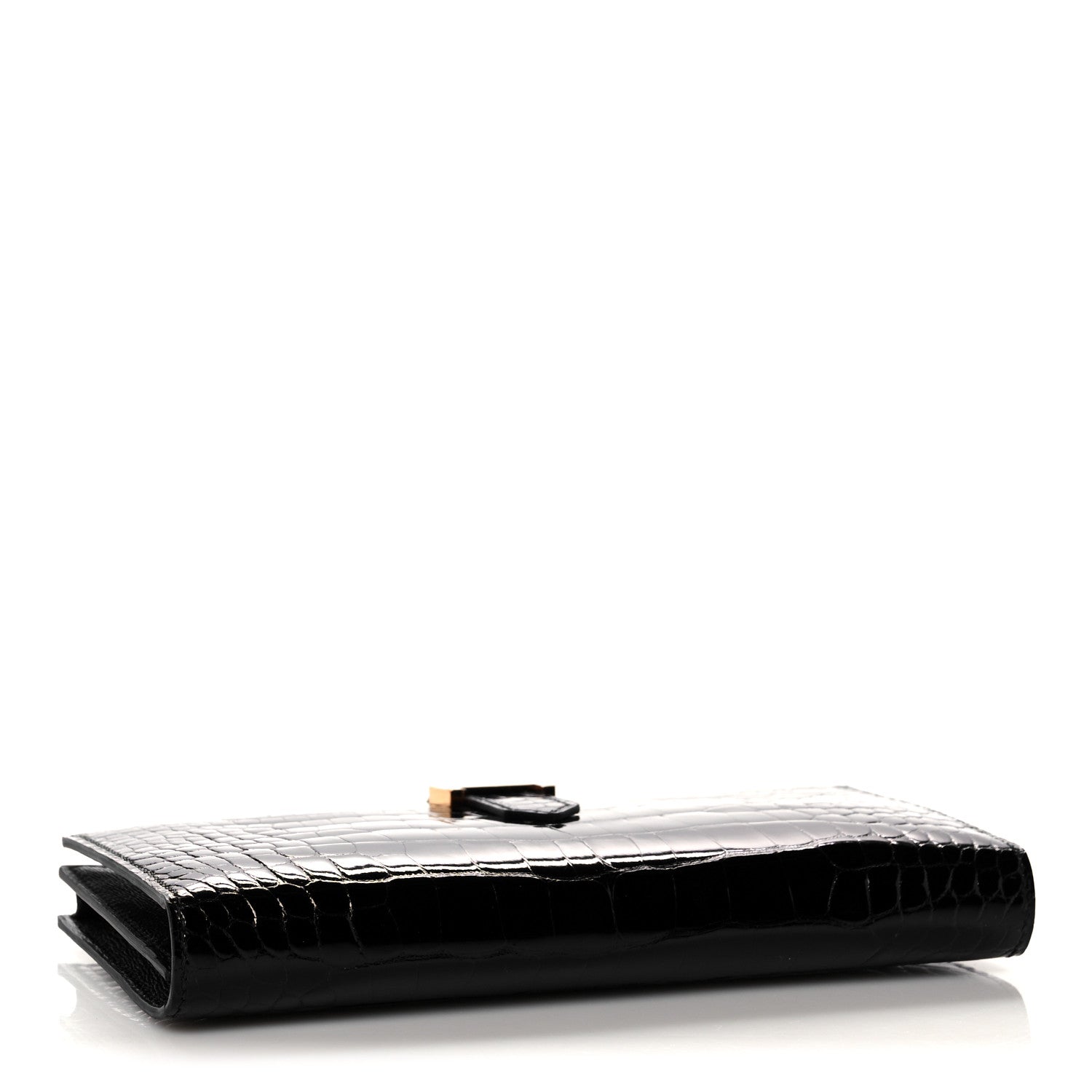 Hermes Shiny Niloticus Crocodile Bearn Wallet Black 4 of 10