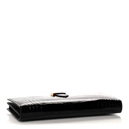 Hermes Shiny Niloticus Crocodile Bearn Wallet Black 4 of 10
