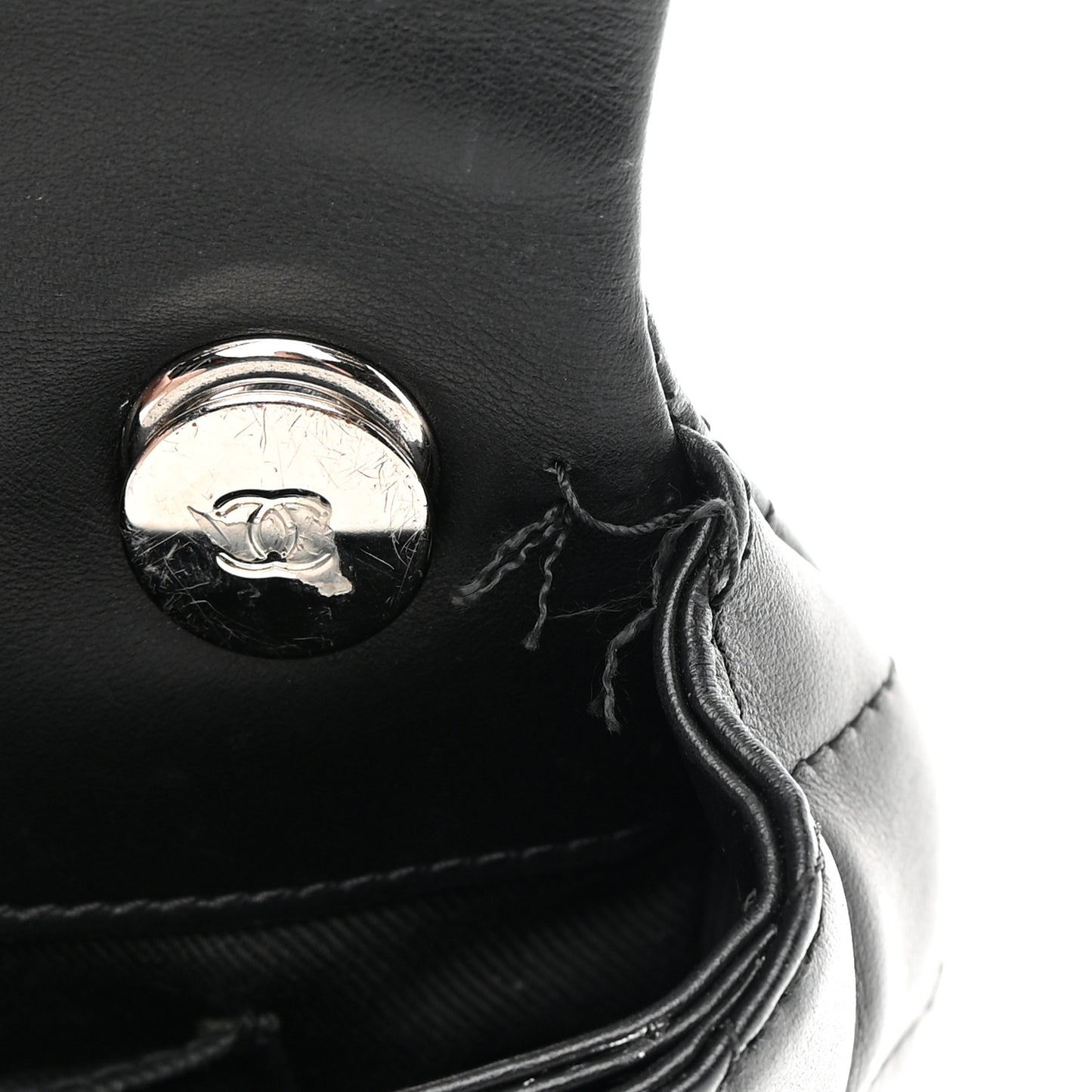 Calfskin Quilted CC Uniform Flap Belt Bag Black