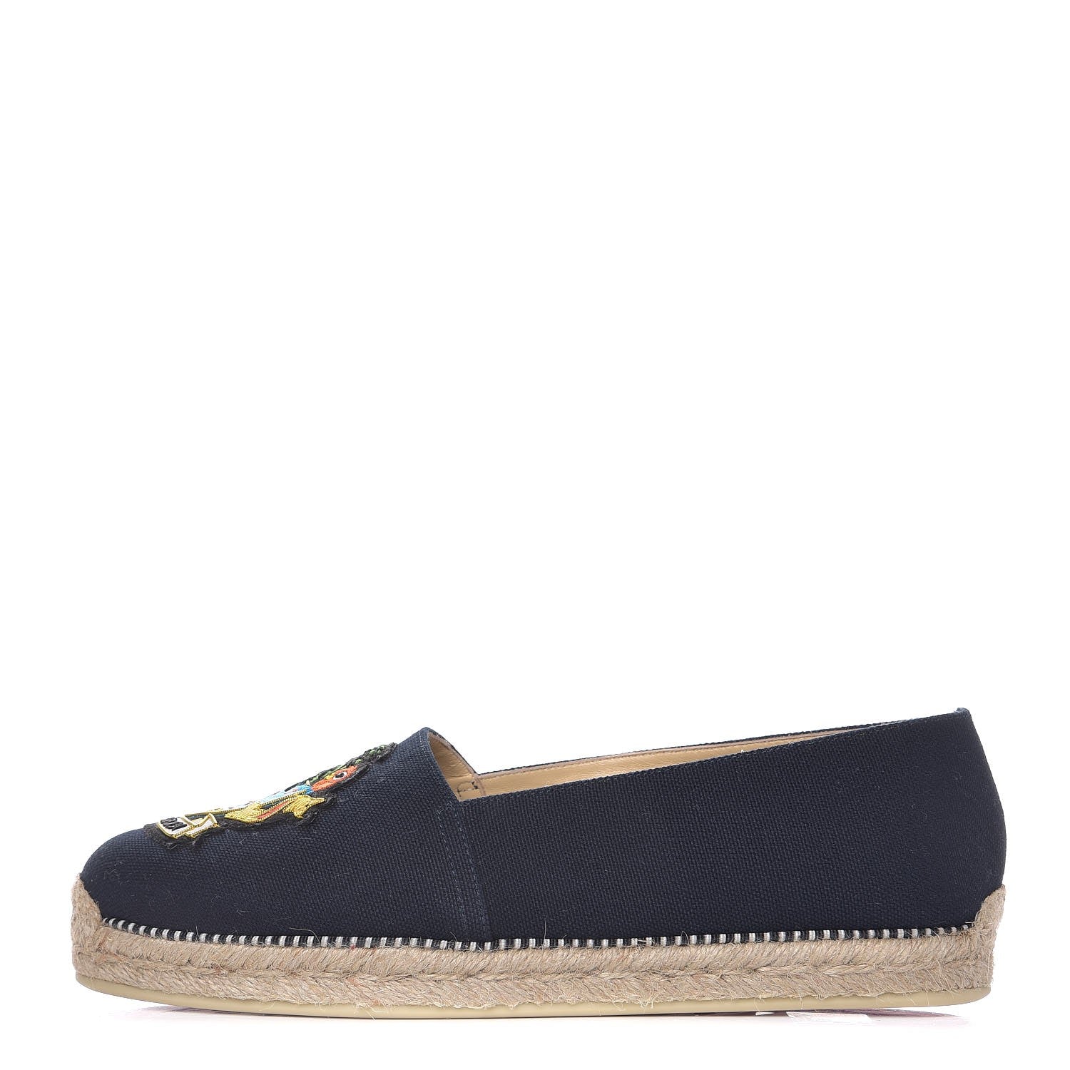 Christian Louboutin CHRISTIAN LOUBOUTIN Canvas Lougalia Appliquéd Cario Loubi Flat Espadrilles 38 Version Blue 1 of 10