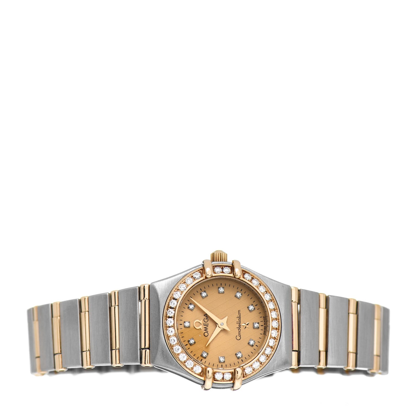 Stainless Steel 18K Yellow Gold Diamond Bezel 22mm Constellation Quartz Watch Champagne 1267.15.00