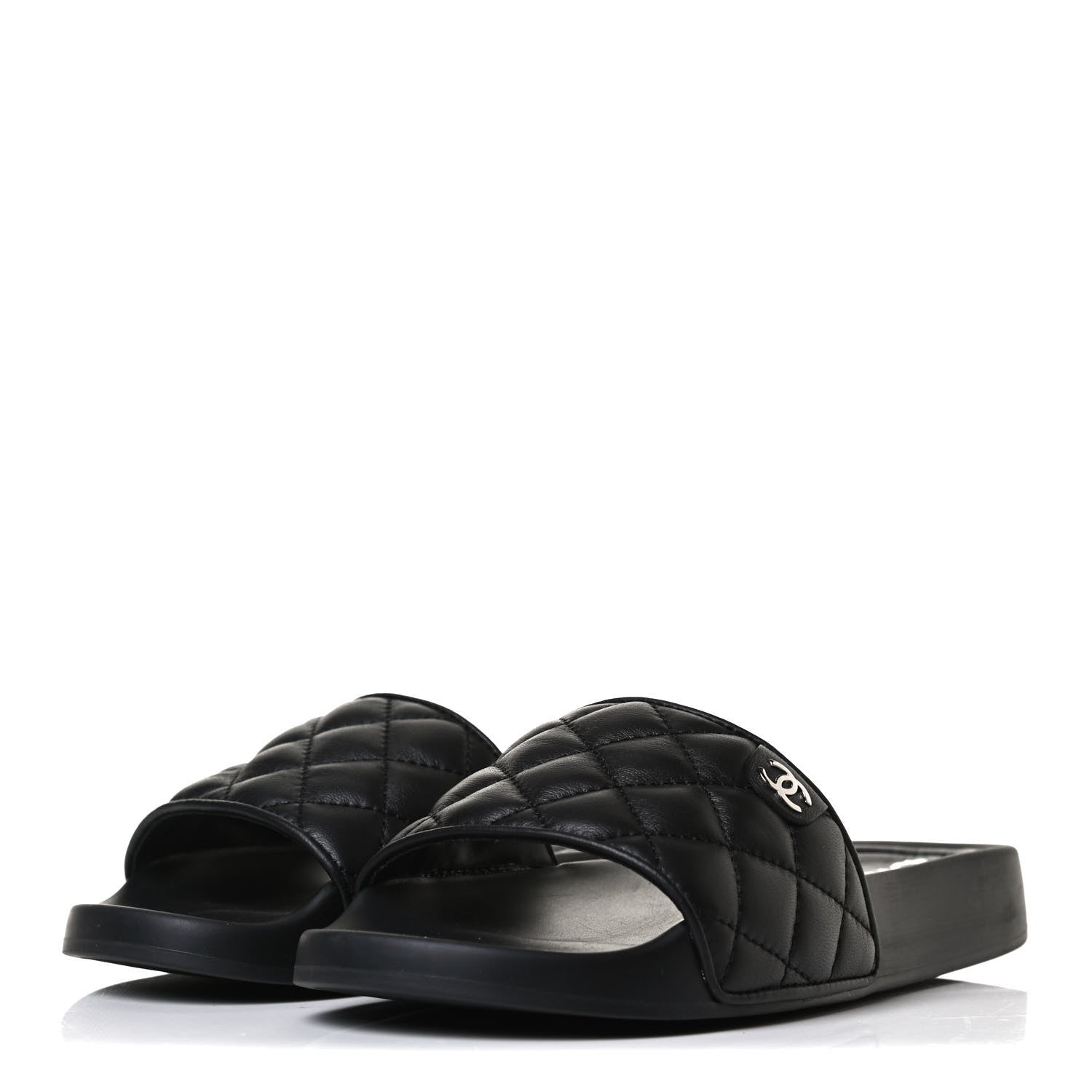Chanel Lambskin Quilted CC Mules Sandals 35 Black 3 of 11