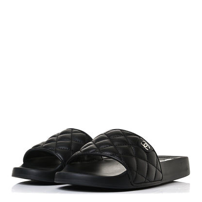 Chanel Lambskin Quilted CC Mules Sandals 35 Black 3 of 11