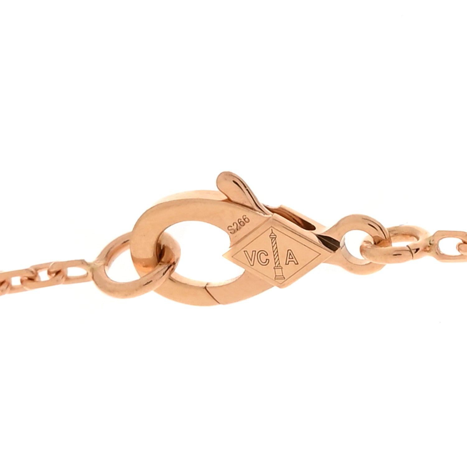 Van Cleef & Arpels 18K Rose Gold Diamond Silver Obsidian Vintage Alhambra Pendant Necklace 4 of 6