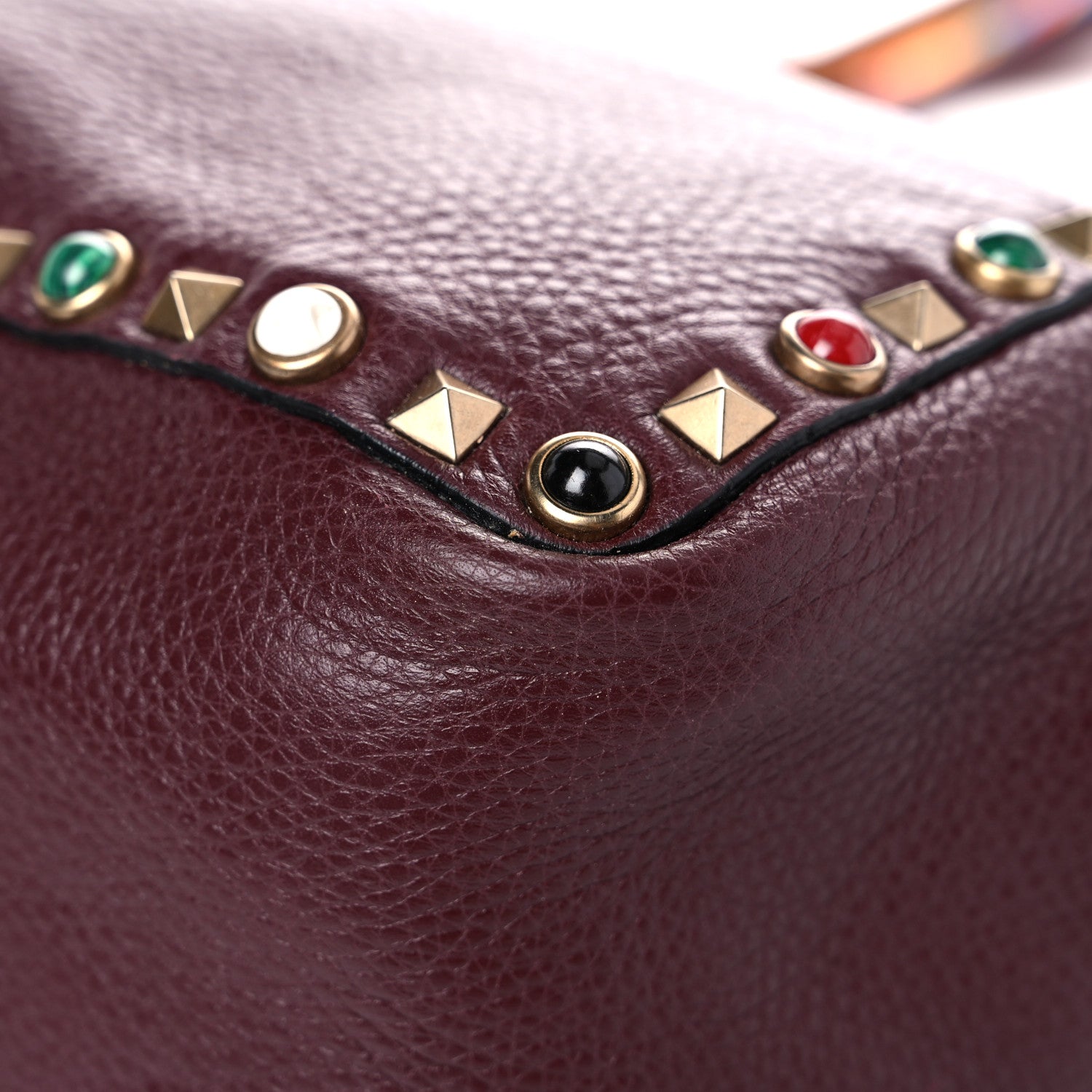 Valentino Garavani Stampa Alce Calfskin Medium Guitar Strap Rockstud Rolling Reversible Tote Light Cuir Rubin 21 of 29