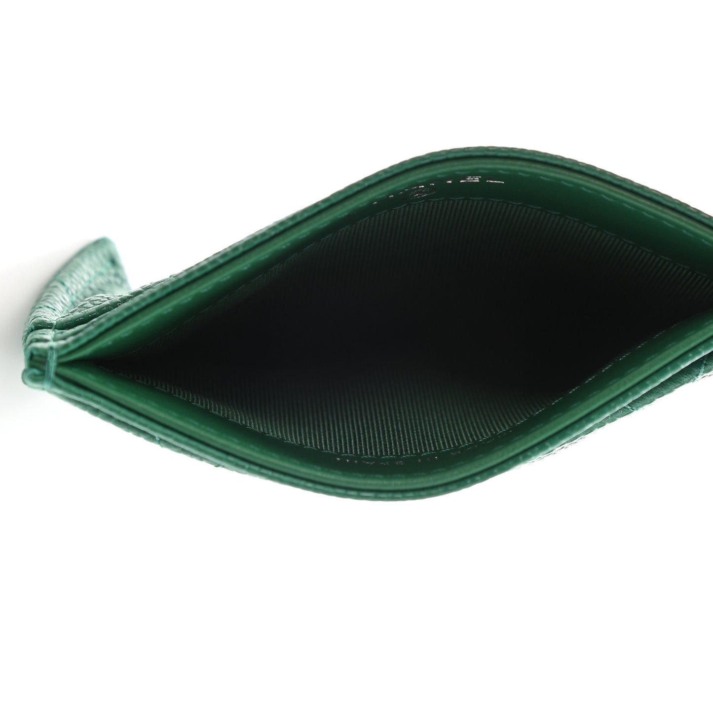Caviar Quilted Card Holder Green
