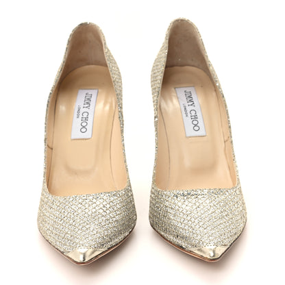 Jimmy Choo Glitter Fabric Romy 85 Pumps 37.5 Champagne 3 of 10