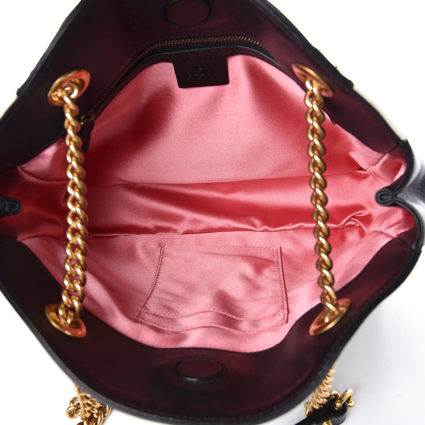 Calfskin Matelasse Medium GG Marmont Open Top Shoulder Bag Black White