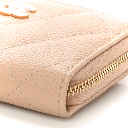 Chanel Caviar Quilted Zip Around Coin Purse Beige 10 of 12