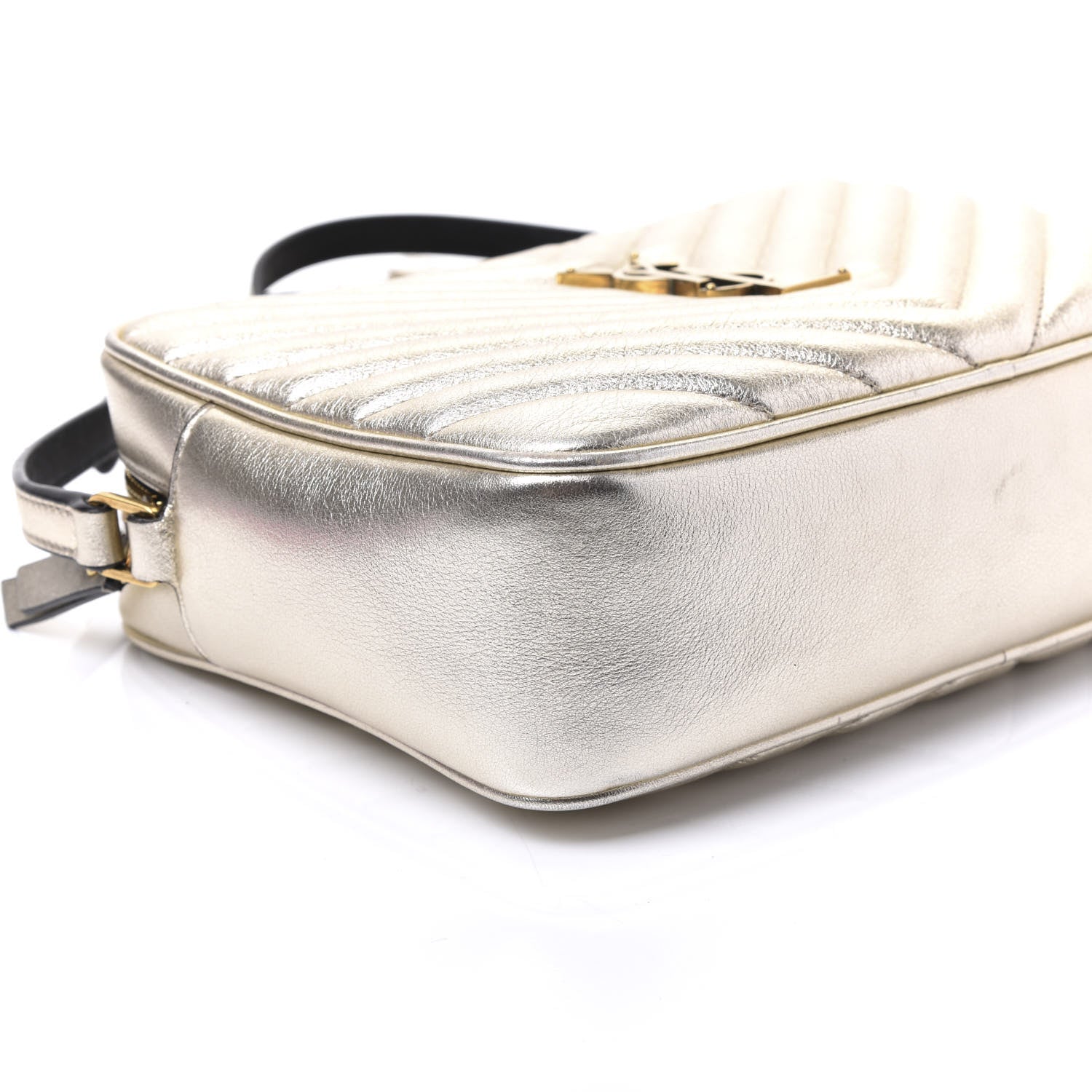 Saint Laurent Metallic Calfskin Matelasse Monogram Lou Camera Bag Platino 5 of 8