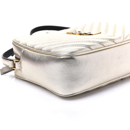 Saint Laurent Metallic Calfskin Matelasse Monogram Lou Camera Bag Platino 5 of 8