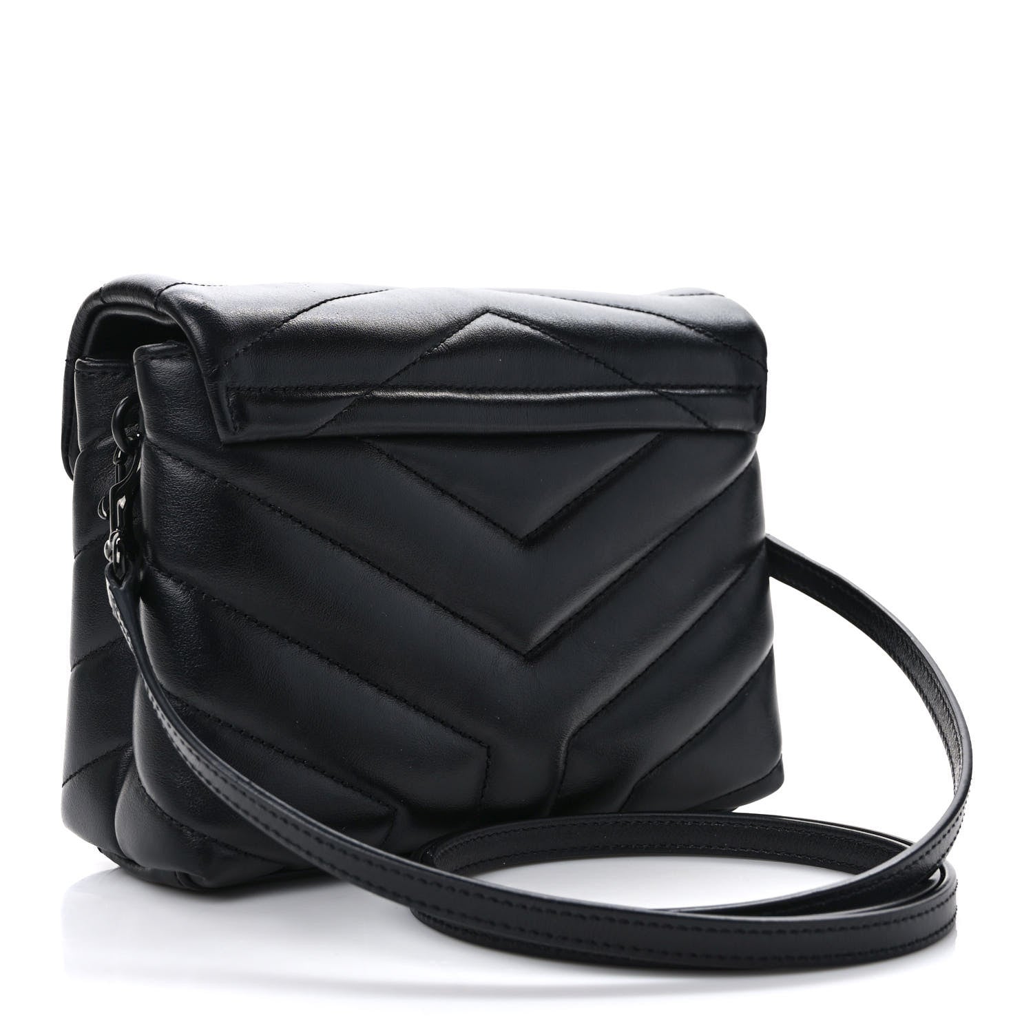 Saint Laurent Calfskin Y Quilted Monogram Monochrome Toy Loulou Crossbody Bag Black 3 of 8