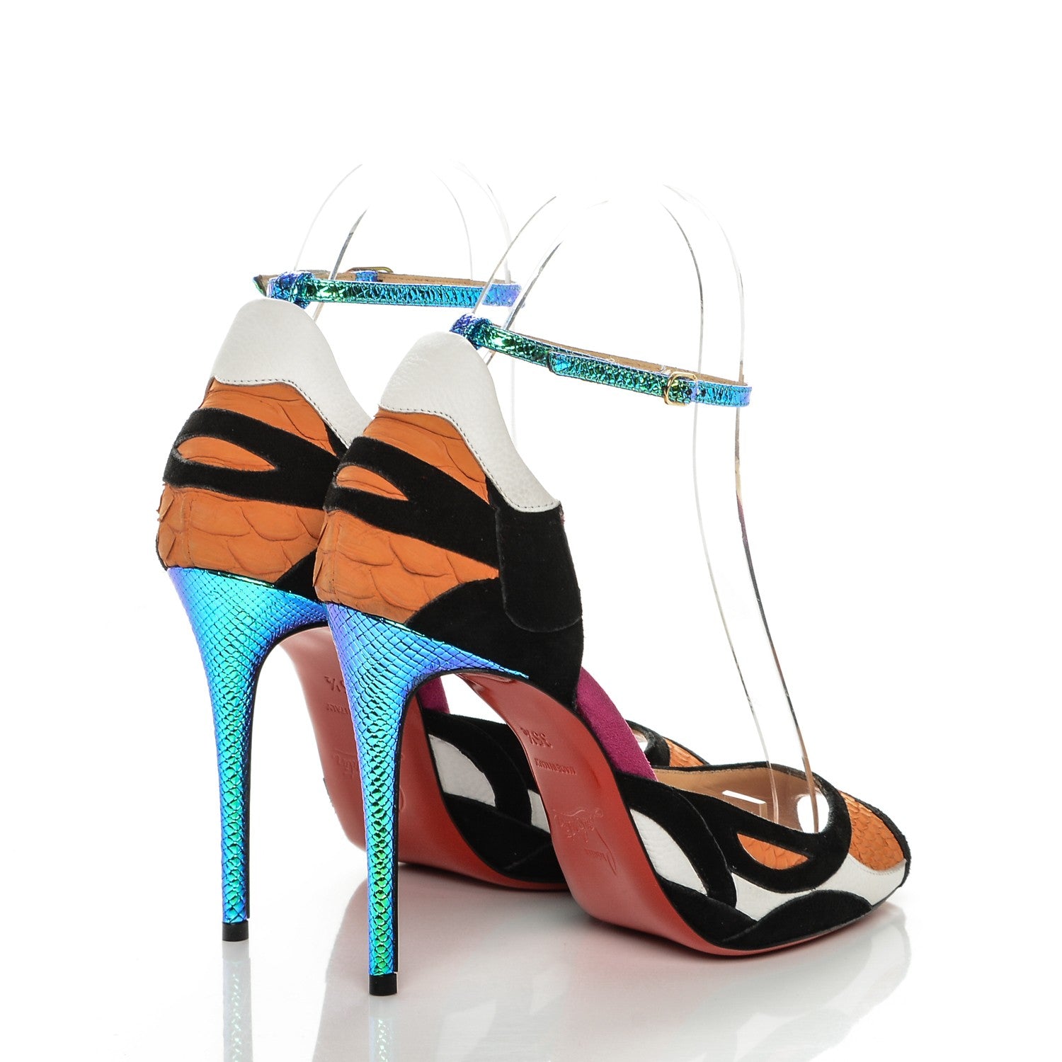 Christian Louboutin Python Suede Discodeporte 100 Suede Pumps 35.5 Orange Multicolor 4 of 8