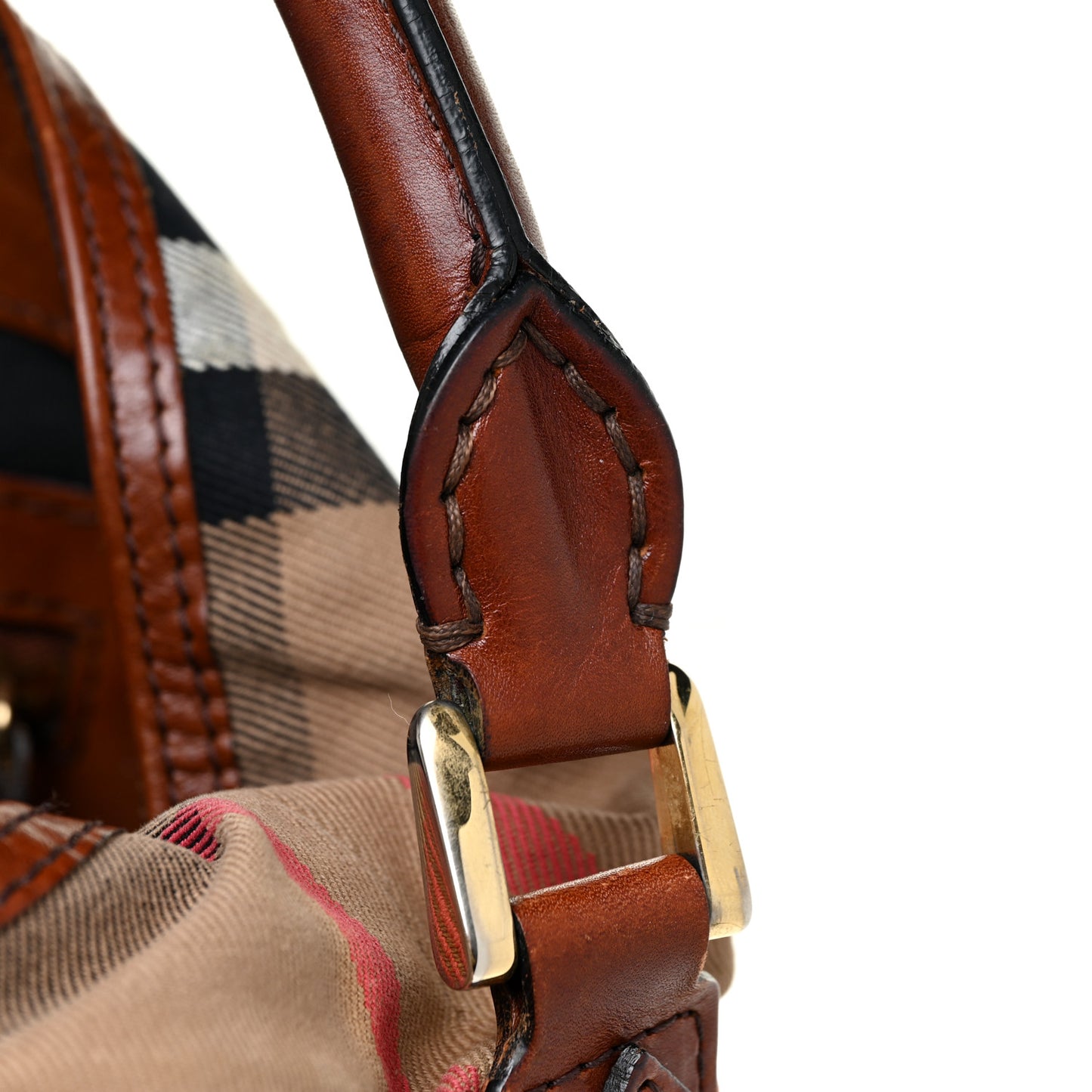 House Check Bridle Calfskin Medium Gosford Hobo Dark Tan