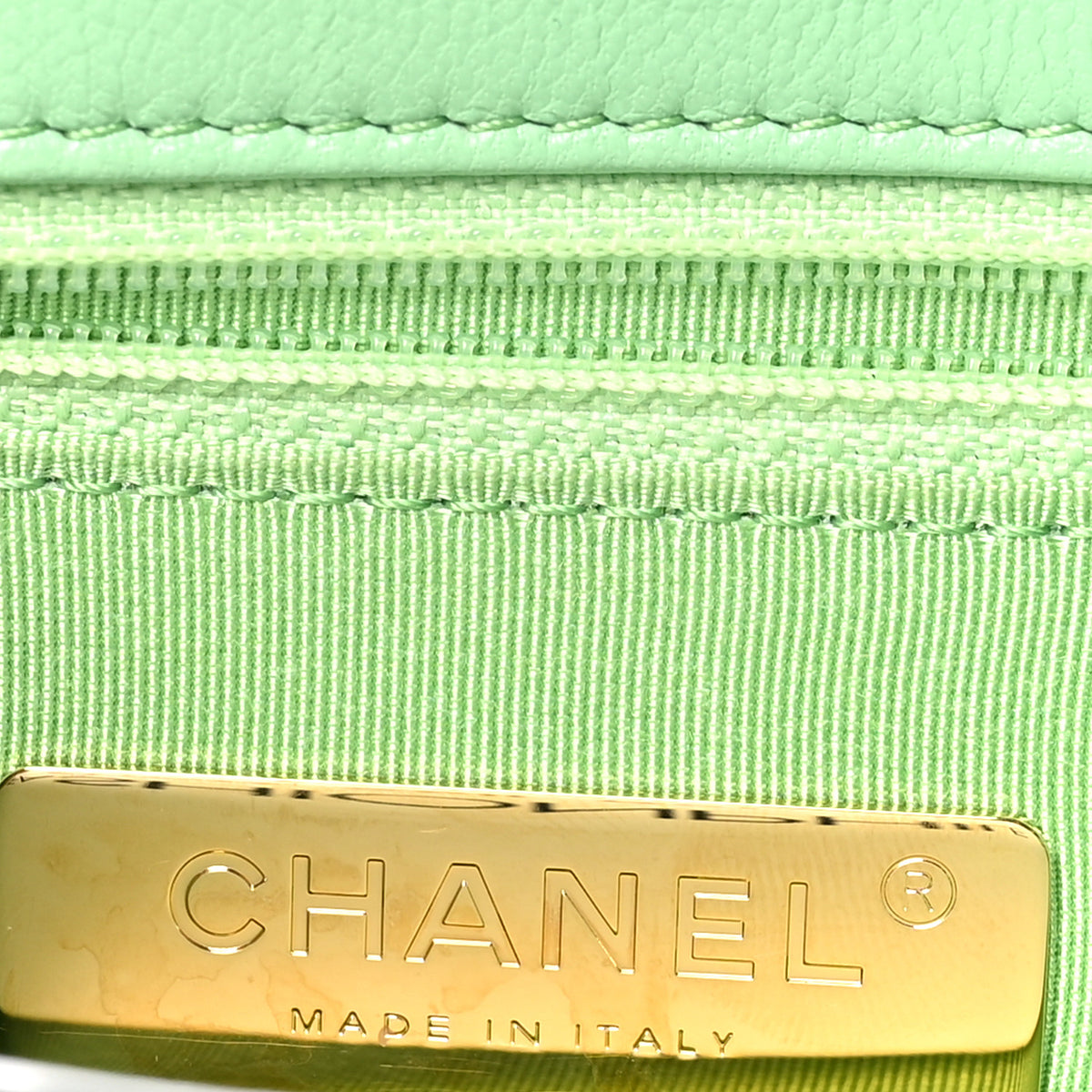 Chanel Goatskin Quilted Medium Chanel 19 Flap Light Green 6 of 10
