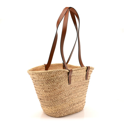 Celine Raffia Calfskin Triomphe Medium Panier Tan 2 of 8