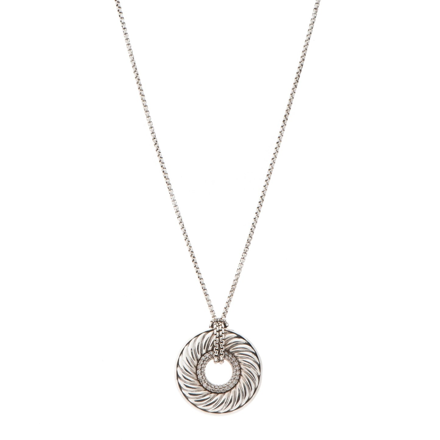 Sterling Silver Diamond 30mm Thoroughbred Pendant Necklace