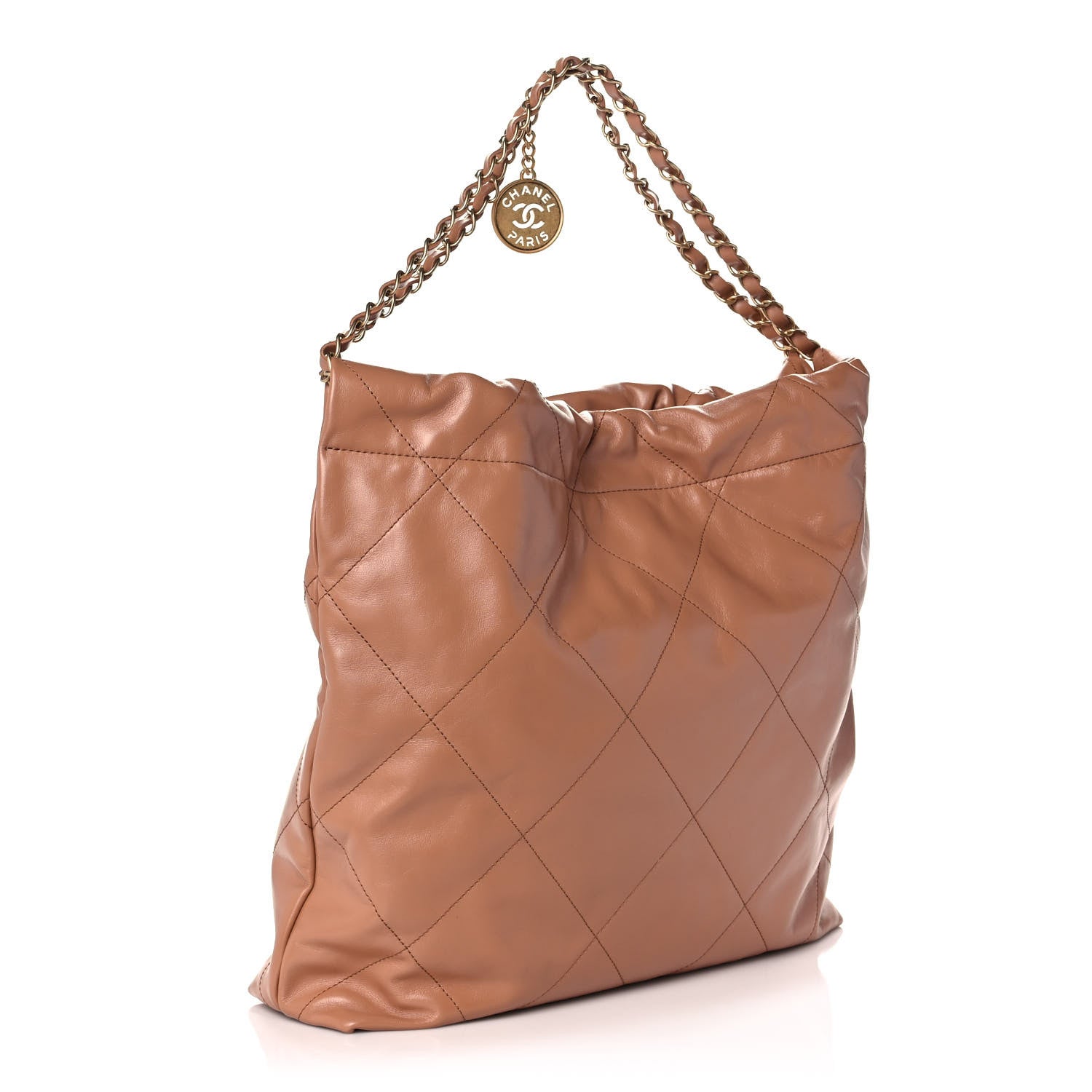 Chanel Shiny Calfskin Quilted Chanel 22 Camel 4 of 11