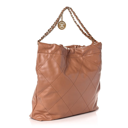 Chanel Shiny Calfskin Quilted Chanel 22 Camel 4 of 11