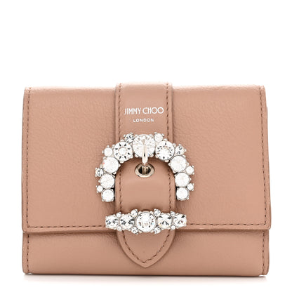 Jimmy Choo Calfskin Crystal Cheri Compact Wallet Powder Pink 1 of 8