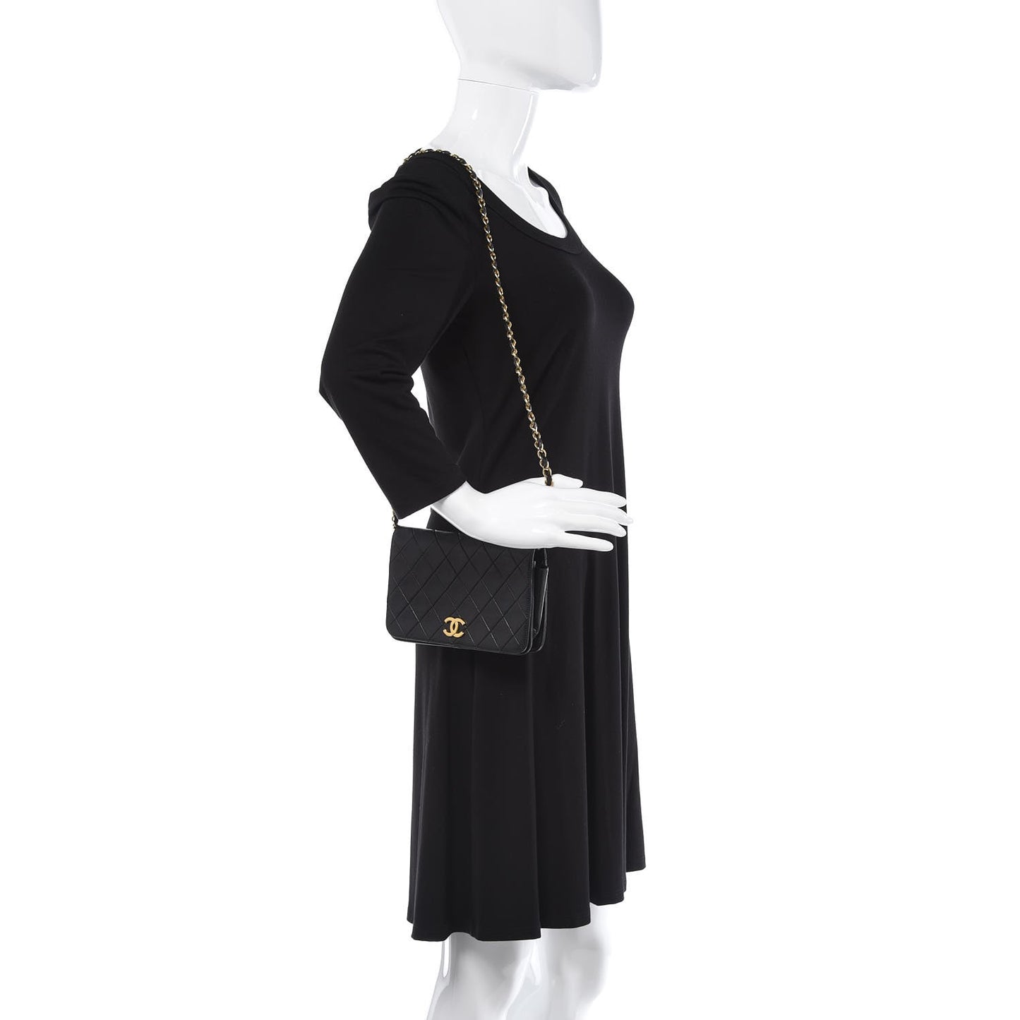 Lambskin Quilted Small Single Flap Bag Black