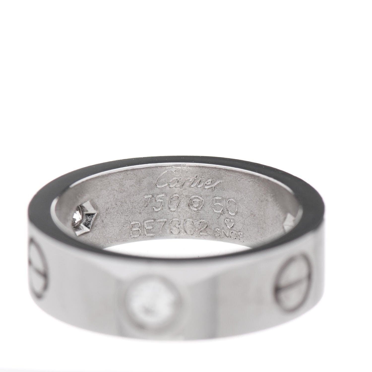 Cartier 18K White Gold 3 Diamond 5.5mm LOVE Ring 50 5.25 3 of 5