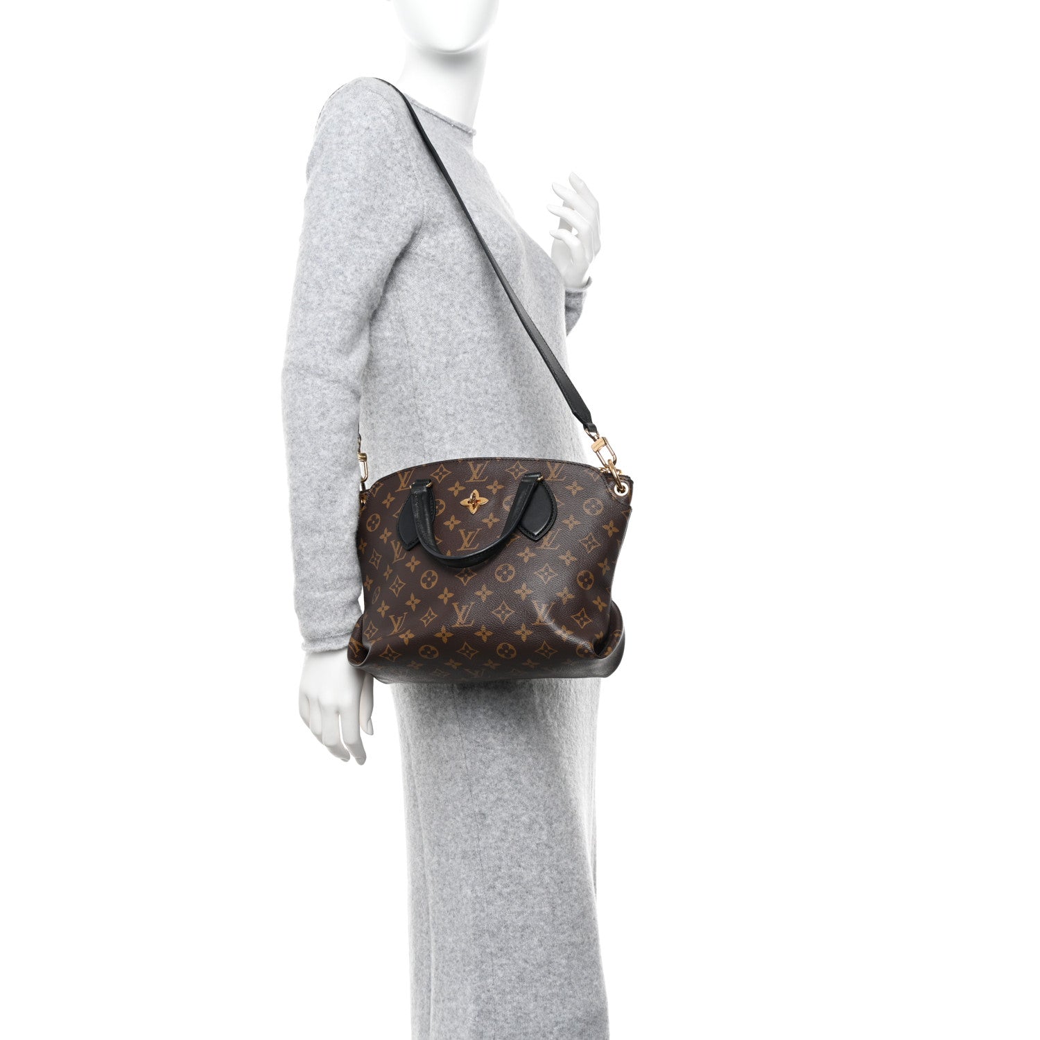 Louis Vuitton Monogram Flower Zipped Tote PM Black 2 of 9