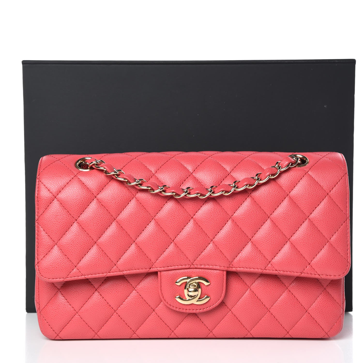 Chanel Caviar Quilted Medium Double Flap Dark Pink 10 of 10