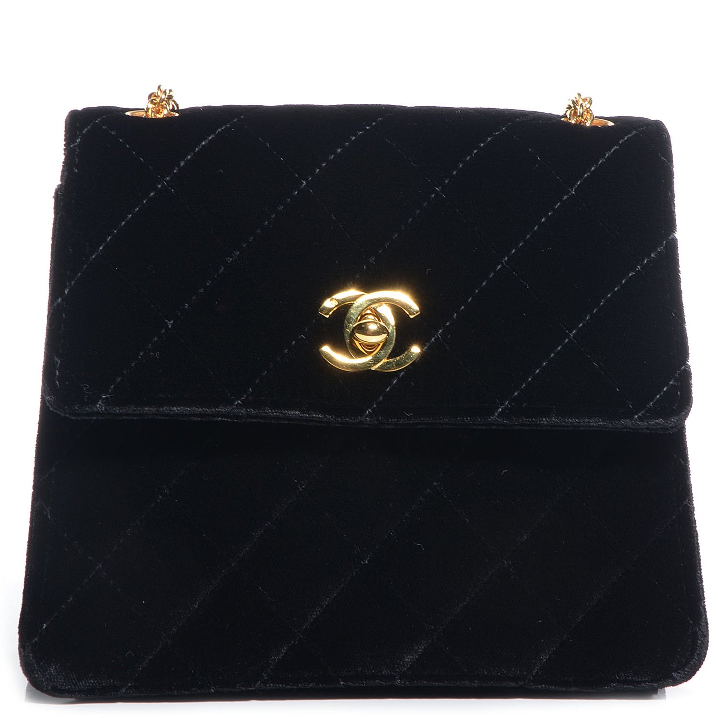 Velvet Flap Shoulder Bag Black