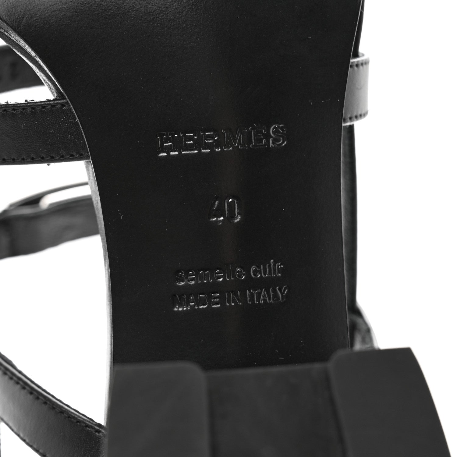 Hermes Calfskin Eve 60 Sandals 40 Black 6 of 7