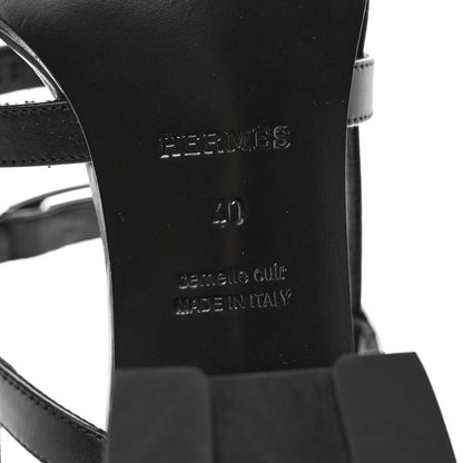 Hermes Calfskin Eve 60 Sandals 40 Black 6 of 7